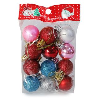 Esferas Navideñas Mini Metalizadas Y Cubierta De Glitter Varios Colores Bolsa 12 Esferas 11.5 Cm | ND-S-03A