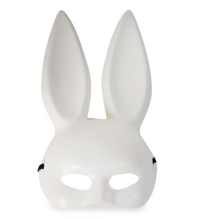 Máscara De plástico Adulto Conejo En Color Blanco Media Cara Con Orejas Grandes 33 Cm | ATF-W-299