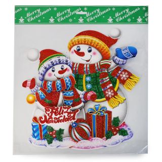 Muñecos De Nieve Adorno Navideño De Cartón Mediano Decorativo 3D Con Glitter 31 x 31 Cm | ZXQ04869