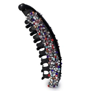Cascada Banana De Plástico Grande Ovalada Color Negro Con Piedras De Colores 13 Cm | ZXQ04844
