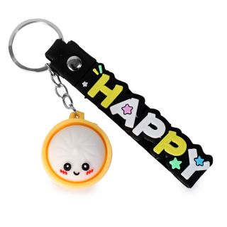 Llavero Chico Dumpling De Goma En Canasta Carita Con Arnés Grabada Varios Colores 3.5 Cm | XQ-48-825