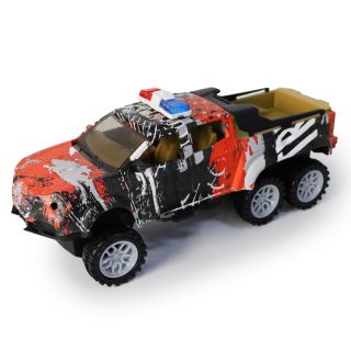 Camioneta 4 X 4 De Fricción Policía Con 6 Llantas Camuflaje En Color Gris Con Naranja 26 Cm | YSC36895