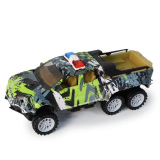 Camioneta 4 X 4 De Fricción Policía Con 6 Llantas Camuflaje En Color Gris Con Verde 26 Cm | YSC36895