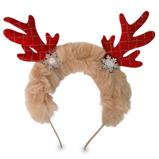 Diadema De Metal Con Forro De Peluche Y Cuernos De Reno Decorados Varios Colores 21 Cm | 8401 Miss Tiara