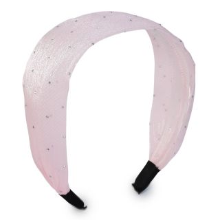 Diadema De Plástico Ancha Transparente Cubierta De Malla Y Tul Con Pedrería Colores 14 Cm | 3005 Miss Tiara