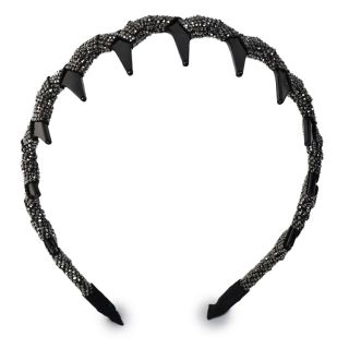 Diadema De Plástico Gruesa Ondulada Con Puntas Y Líneas Cubiertas De Pedrería 14 Cm | 3010 Miss Tiara