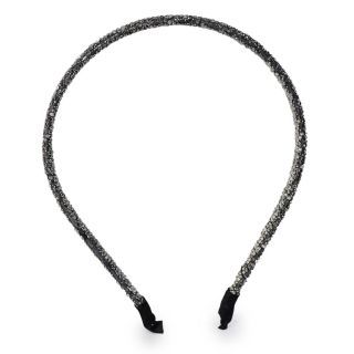 Diadema De Metal Delgada En Color Negro Cubierta Circular De Tela Y Pedrería 14 Cm | 3012 Miss Tiara