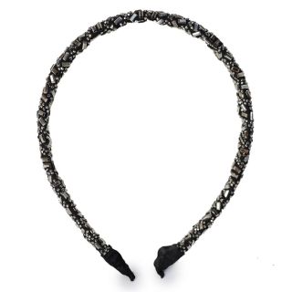 Diadema De Metal Gruesa En Color Negro Cubierta Circular De Tela Y Pedrería 14 Cm | 3013 Miss Tiara