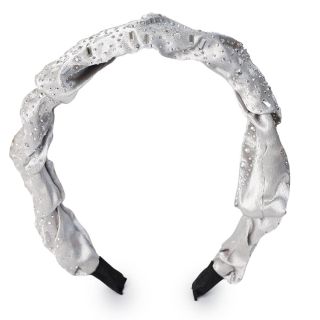 Diadema De Plástico Ancha Cubierta De Tela Gris Satinada Y Piedras De Varios Tamaños 14 Cm | 3014 Miss Tiara