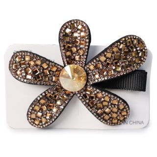 Pico Garza De Metal En Color Negro Con Flor Margarita De 5 Petalos Cubiertos De Pedrería 7 Cm | 7604 Miss Tiara