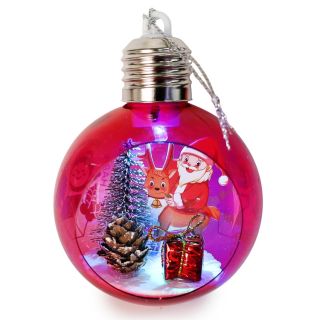 Esfera Navideña Decorativa De Plástico Con Luces Led Y Figuras Decorativas Colores 11 Cm | WD-1049