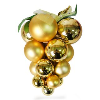 Esferas Navideñas Decorativas De Plástico En Racimo De Uvas Doradas Mate Y Metalizadas 19 Cm | WD-0018