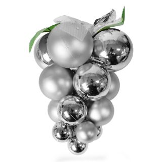 Esferas Navideñas Decorativas De Plástico En Racimo De Uvas Plateadas Mate Y Metalizadas 19 Cm | WD-0018