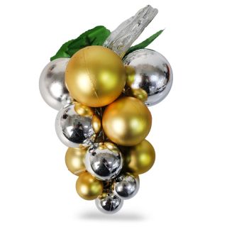 Esferas Navideñas Decorativas De Plástico En Racimo De Uvas Dorado Plata Mate Y Metalizadas 19 Cm | WD-0018