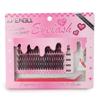 Pestañas Postizas Seminaturales 3D En Grupo Ziengli Con Pegamento Blíster Rosa Gotas Pintura 16 Cm | 26-21-JM1