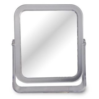 Espejo Rectangular Base Transparente Giratoria De Plástico Movible Doble 14 Cm