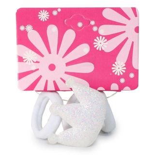 Donas Ligas Licra Para Cabello Chicas En Blanco Y Negro Con Corona Glitter En Cartón 3 Piezas 4 Cm | M164#1A-3