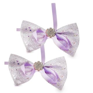 Picos Garza De Metal Con Moños Cubiertos De Glitter Listones Y Flor Piedras 10 Cm | HM25W-108