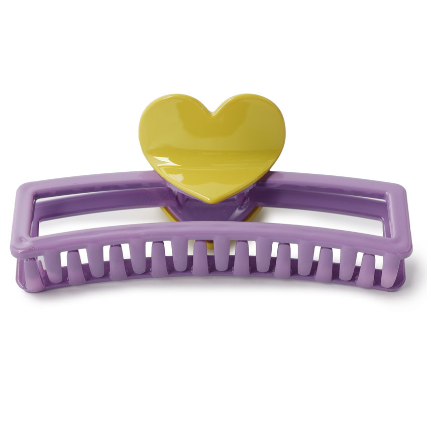 Pinza Cabello Grande Rectagular Perforada Figura Corazon Colores